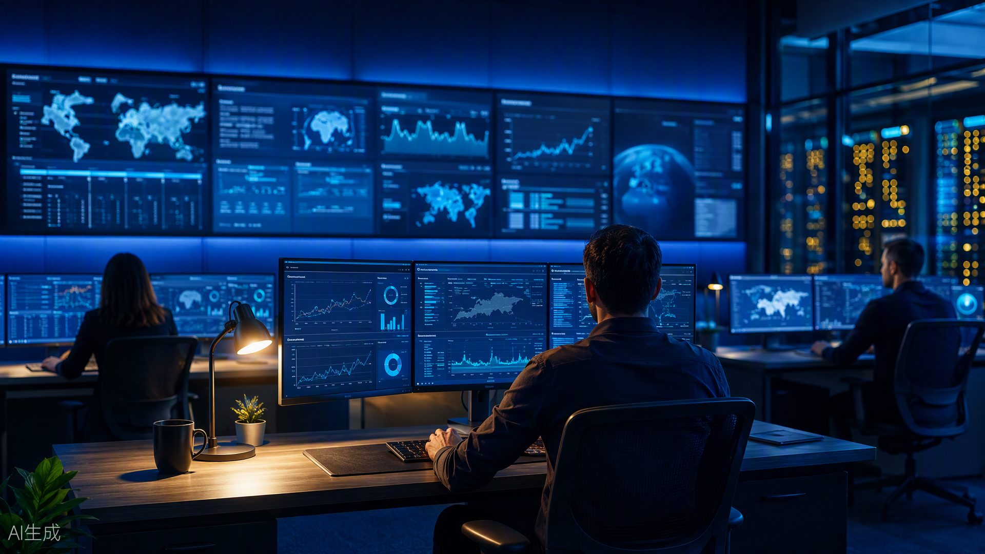 Xaccel network operations center — engineers monitoring client infrastructure